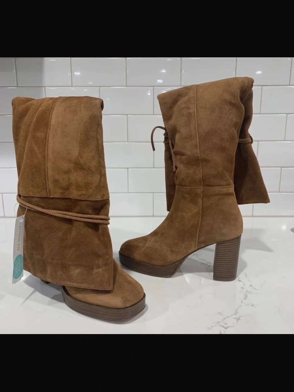 Free People Tall Suede Over-the-Knee Boots in Camel Tan